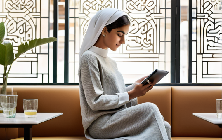 문서 편집기를 위한 폰트 추천 - **Prompt 1: The Serene Reader Immersed in Elegant Arabic Typography**
    "A young adult (male or fe...