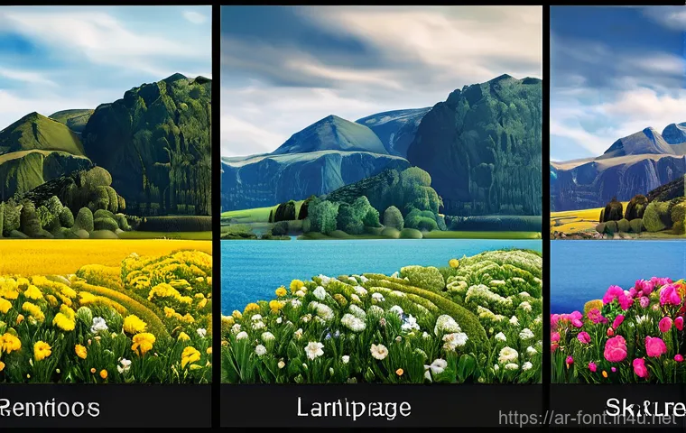 로고와 슬로건에 적합한 서체 선택법 - Here are three detailed image generation prompts in English: