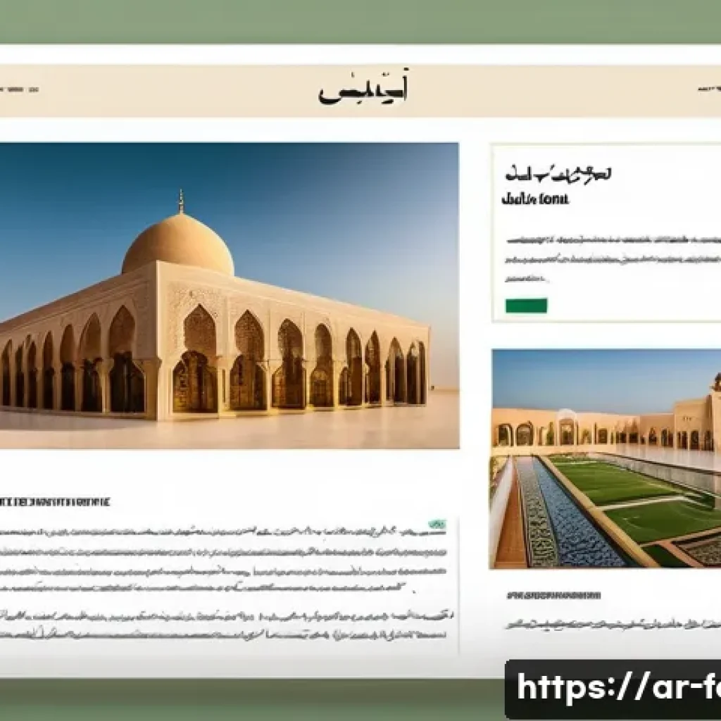 폰트 사용이 SEO에 미치는 영향 - A modern Arabic website interface showcasing clear and legible typography with the "Amiri" font prom...