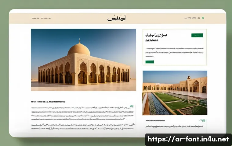 폰트 사용이 SEO에 미치는 영향 - A modern Arabic website interface showcasing clear and legible typography with the "Amiri" font prom...